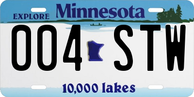 MN license plate 004STW