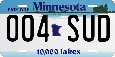 MN license plate 004SUD