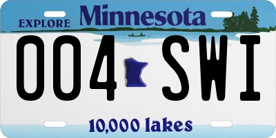 MN license plate 004SWI