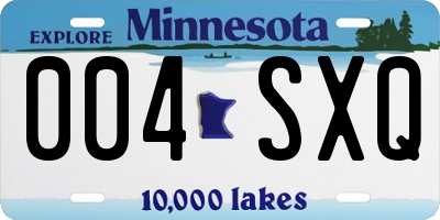 MN license plate 004SXQ