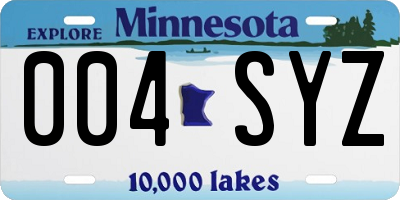 MN license plate 004SYZ