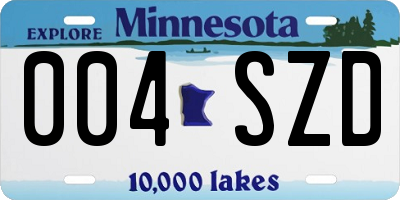 MN license plate 004SZD