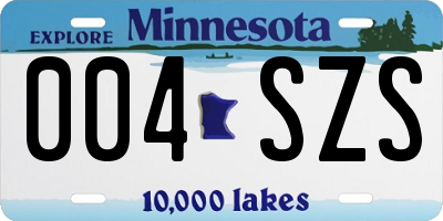 MN license plate 004SZS