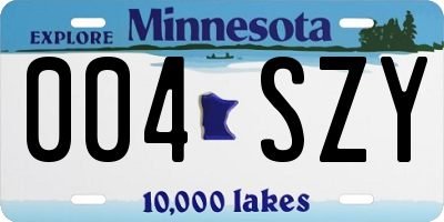 MN license plate 004SZY