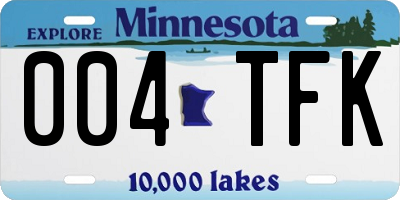 MN license plate 004TFK