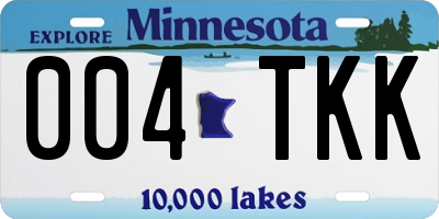 MN license plate 004TKK