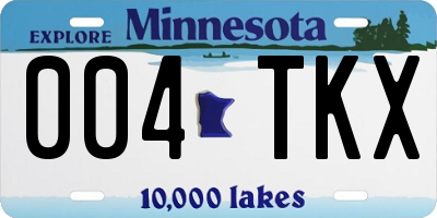 MN license plate 004TKX