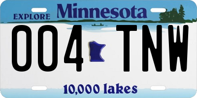 MN license plate 004TNW
