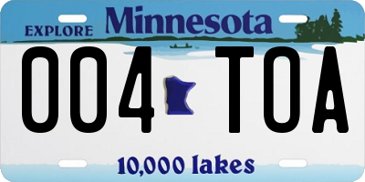 MN license plate 004TOA