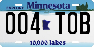 MN license plate 004TOB