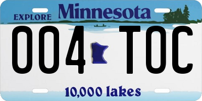 MN license plate 004TOC