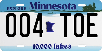 MN license plate 004TOE