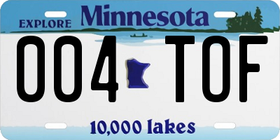 MN license plate 004TOF