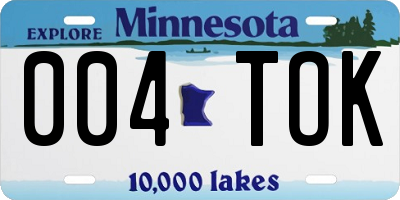 MN license plate 004TOK