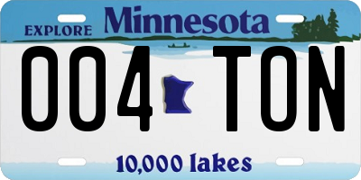 MN license plate 004TON