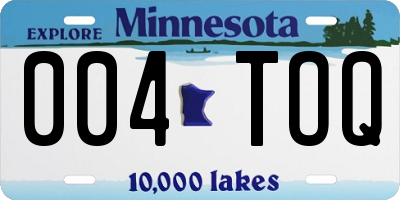 MN license plate 004TOQ