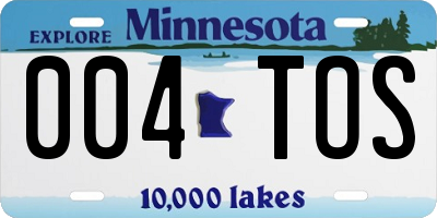 MN license plate 004TOS