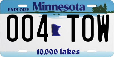 MN license plate 004TOW