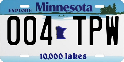 MN license plate 004TPW