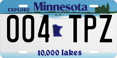 MN license plate 004TPZ