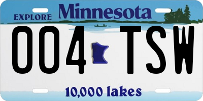 MN license plate 004TSW