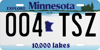 MN license plate 004TSZ