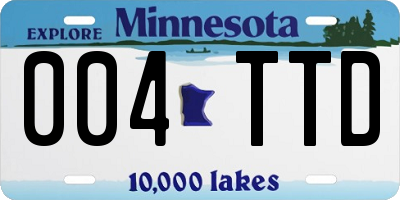 MN license plate 004TTD