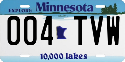 MN license plate 004TVW