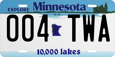MN license plate 004TWA