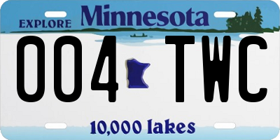 MN license plate 004TWC