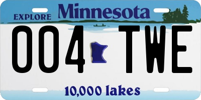 MN license plate 004TWE
