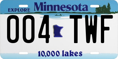 MN license plate 004TWF