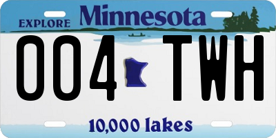 MN license plate 004TWH