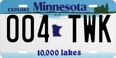 MN license plate 004TWK