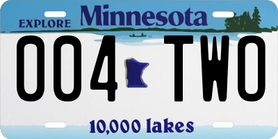 MN license plate 004TWO