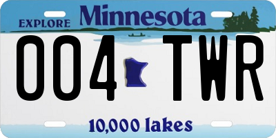 MN license plate 004TWR
