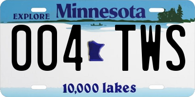 MN license plate 004TWS