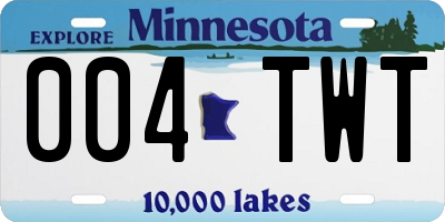 MN license plate 004TWT