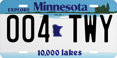 MN license plate 004TWY
