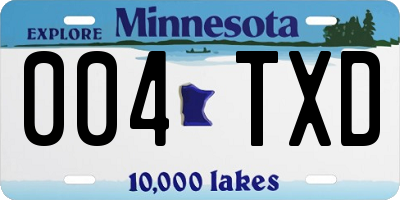 MN license plate 004TXD