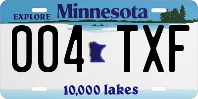 MN license plate 004TXF