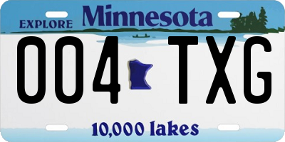 MN license plate 004TXG