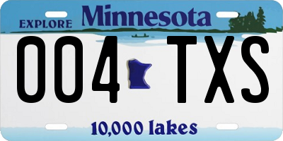 MN license plate 004TXS