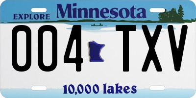 MN license plate 004TXV