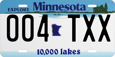 MN license plate 004TXX