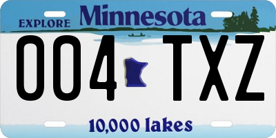 MN license plate 004TXZ