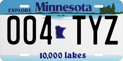 MN license plate 004TYZ