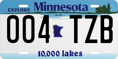 MN license plate 004TZB