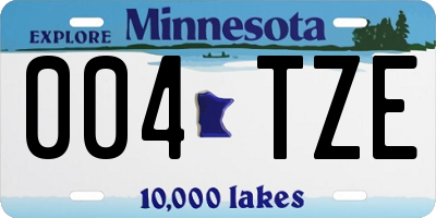 MN license plate 004TZE
