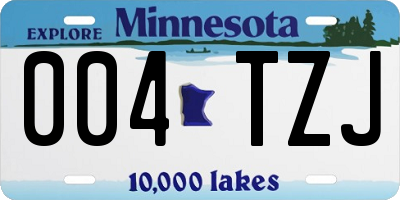 MN license plate 004TZJ